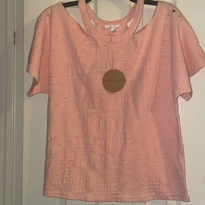 Honey Punch 💕 Peach boho distressed top NWT